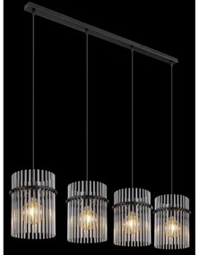 Lustra suspendata 4L design modern GORLEY negru, fumuriu
