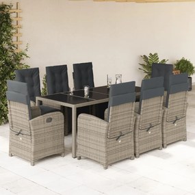 3212467 vidaXL Set mobilier grădină cu perne, 9 piese, gri, poliratan