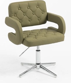 HR8403CROSS Scaun Khaki Piele Ecologica Premium Soft cu Bază Cromata