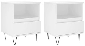 830621 vidaXL Noptiere, 2 buc., alb, 40x35x50 cm, lemn compozit