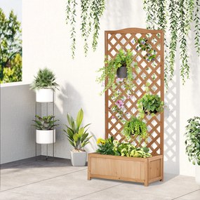 Outsunny Jardiniera Verticala din Lemn, Jardiniera de Exterior cu Spalier pentru Plante 76x36x170cm, Maro | Aosom Romania