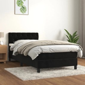 3141451 vidaXL Pat box spring cu saltea, negru, 80x200 cm, catifea