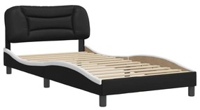 3207986 vidaXL Cadru de pat cu tăblie negru și alb 100x200cm piele artificială