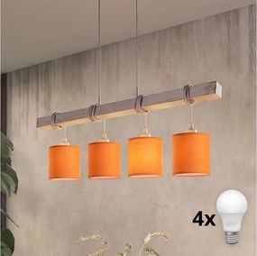 Brilagi - Lustra LED pe cablu NUBILA 4xE27/60W/230V gri/portocaliu