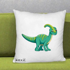 Perna Decorativa Parasaur Verde, 40x40 cm, Alb Pufos, Husa Detasabila, Perna Inclusa, BEKZ®