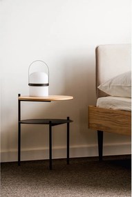 Noptieră neagră/în culoare naturală cu blat cu aspect de lemn de stejar Tu – noo.ma