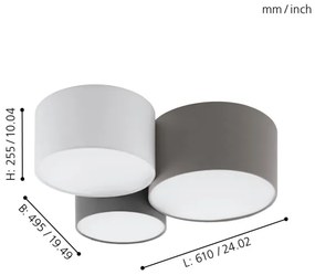 Eglo 97479 - Plafonieră PASTORE 3xE27/60W/230V