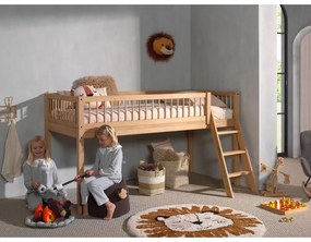 Pat pentru copii în culoare naturală înalt din lemn de stejar 90x200 cm Forrest – Vipack