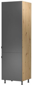Zondo Dulap de bucătărie pentru frigider încorporat D60ZL Langari (stejar artisan + gri mat) (S). 1016896
