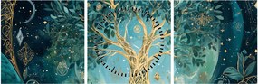 Tablou – Arborele vieții în univers (cu ceas) (90x30 cm)