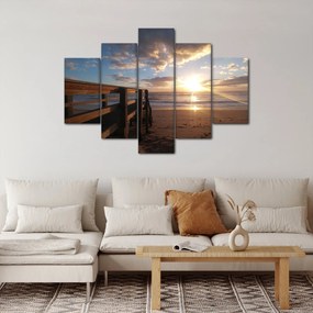 Tablou cu dig, plajă și mare (150x105 cm)