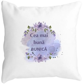 Perna Decorativa pentru Bunica 1, 40x40 cm, Alba, Mata, Husa Detasabila, Burduf