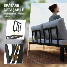 Outsunny Set Mobilier de Grădină din 4 Piese, cu 2 Canapele și 2 Măsuțe de Cafea, 141x64x62 cm, Lemn Natural | Aosom Romania