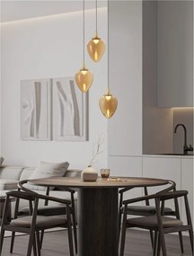Lustra moderna cu 3 pendule LED, Metal, Sticla, Champaign, Nali