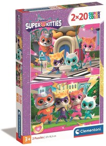 Pisică Power Super Kitties 2x20 de piese puzzle Clementoni