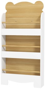 AIYAPLAY Bibliotecă pentru copii, depozitare cărți pentru copii 3 niveluri pentru sală de joacă, cameră de copil, lemn natural | Aosom Romania