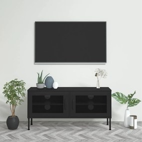 336241 vidaXL Comodă TV, negru, 105x35x50 cm, oțel
