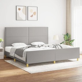 3125000 vidaXL Cadru de pat cu tăblie, gri deschis, 200x200 cm, textil