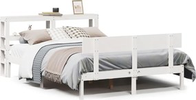 vidaXL Cadru de pat fără saltea, alb, 140x190 cm, lemn masiv de pin