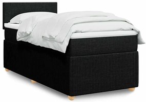 vidaXL Pat box spring cu saltea, negru, 100x200 cm, textil