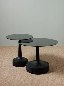 Masuta de cafea, rotunda, din sticla fumurie, Stein