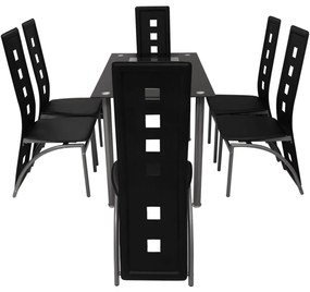 242910 vidaXL Set masă și scaune de bucătărie 7 piese, negru