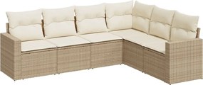 vidaXL Set canapele de grădină cu perne, 6 piese, bej, poliratan