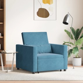vidaXL Sofa Pat Unilaterala cu roți albastru 90 x 165 x 87 cm Catifea