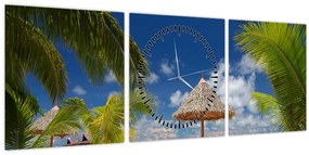 Tablou - Plajă cu nisip alb (cu ceas) (90x30 cm)