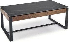 Masuta cafea RAMONA, negru cu efect de marmura/nuc, 121x61x45 cm