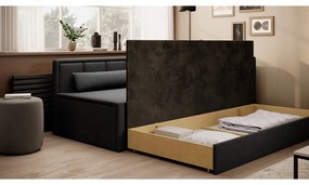 Canapea gri închis extensibilă/cu spațiu de depozitare cu tapițerie din chenille 214 cm Fulgeo – ELTAP