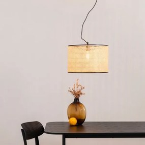Lustră pe cablu MAMBO 1xE27/15W/230V ratan/neagră FARO 64314-48