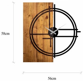Ceas Decorativ de Perete Wooden Clock 38, Lemn / Metal