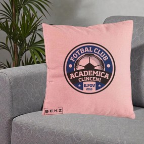 Perna Personalizata Academica Clinceni Fotbal Club, 40x40 cm, Roz, Husa Detasabila, Perna Inclusa, BEKZ®