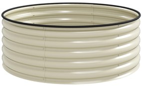 Outsunny ghiveci galvanizat pentru flori și plante, cu margine de siguranță și bază deschisă, 120x120x43 cm, alb crem | Aosom Romania