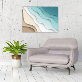 Tablou pe sticlă abstract cu plaja mării (70x50 cm)