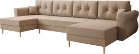 Coltar extensibil in forma de U SILVIANO 300x140 cm, bej + 2 perne CADOU