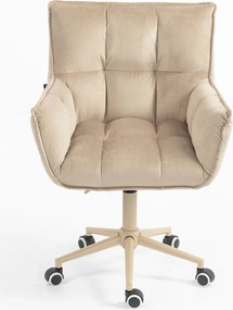 HR560K Scaun Catifea Latte cu Bază Crem