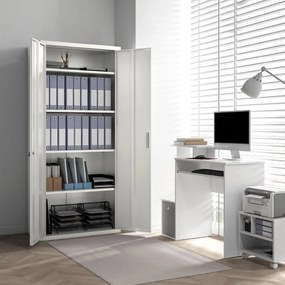 HOMCOM Dulap de Depozitare pentru Birou cu 5 Niveluri, Dulap Metalic cu 2 Uși și 4 Rafturi Reglabile, 80x40x180 cm, Alb
