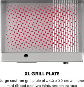 Klarstein Grillmeile 3000GR, grătarul electric, 3000 W, placă de grill, 54,5 x 35 cm, neted/striat