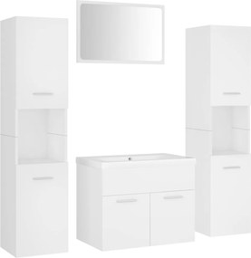 vidaXL Set mobilier de baie, alb, lemn prelucrat