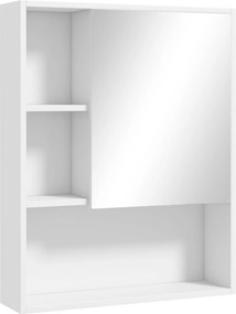 kleankin Dulap de Baie cu Oglindă și Rafturi Reglabile, Dulap Suspendat de Baie cu Ușă, 60x15x76 cm, Alb | Aosom Romania