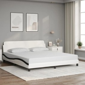 vidaXL Cadru de pat cu tăblie alb și negru 180x200cm piele artificială