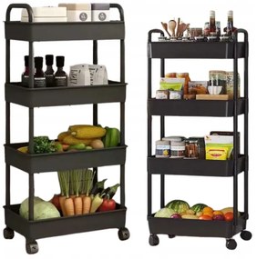 OFERTA Raft pe roti POZIO 37x22x95 cm negru II.calitate