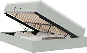 vidaXL Pat cu saltea și spațiu de depozitare Gri deschis 140 x 190 cm