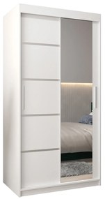Dulap de haine 100 cm cu oglindă Verika 2 100 (alb). 1063759
