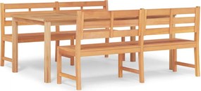 vidaXL Set de masă pentru grădină, lemn masiv de tec, 3 piese