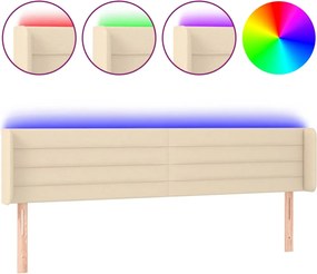 vidaXL Tăblie de pat cu LED, crem, 163x16x78/88 cm, textil