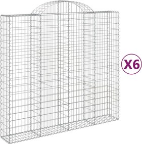 vidaXL Coșuri gabion arcuite 6 buc, 200x50x180/200 cm, fier galvanizat