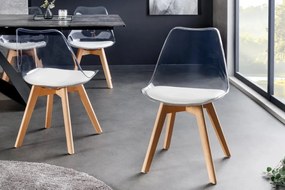 Set de 4 scaune, Lemn Fag Natur, Plastic Transparent, Scandinavia A-44164 VC